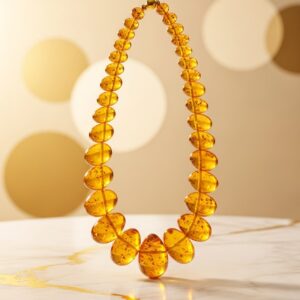 Amber Teardrop Bead Necklace
