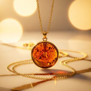 Cognac Amber Disc Pendant
