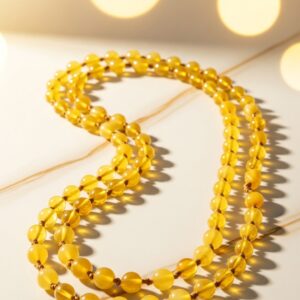 Lemon Amber Long Rope Necklace
