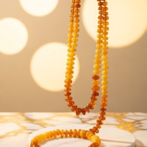 Sunset Amber Long Strand Necklace
